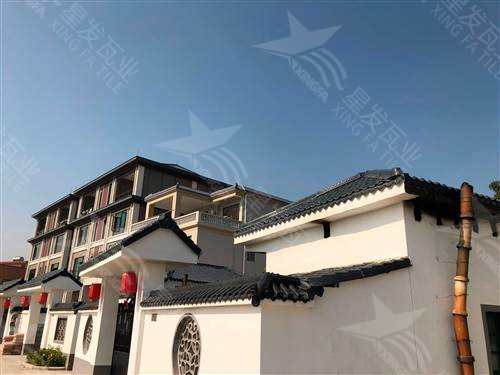 濟寧仿古樹脂瓦一體屋檐裝飾塑料瓦片 古建筑門樓圍墻瓦中式門頭仿古瓦 星發牌定制
